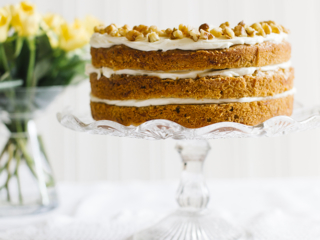 Vintage Tea Party 3 tier coffee and walnut cake