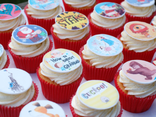 Corporate book cover iced cupcakes